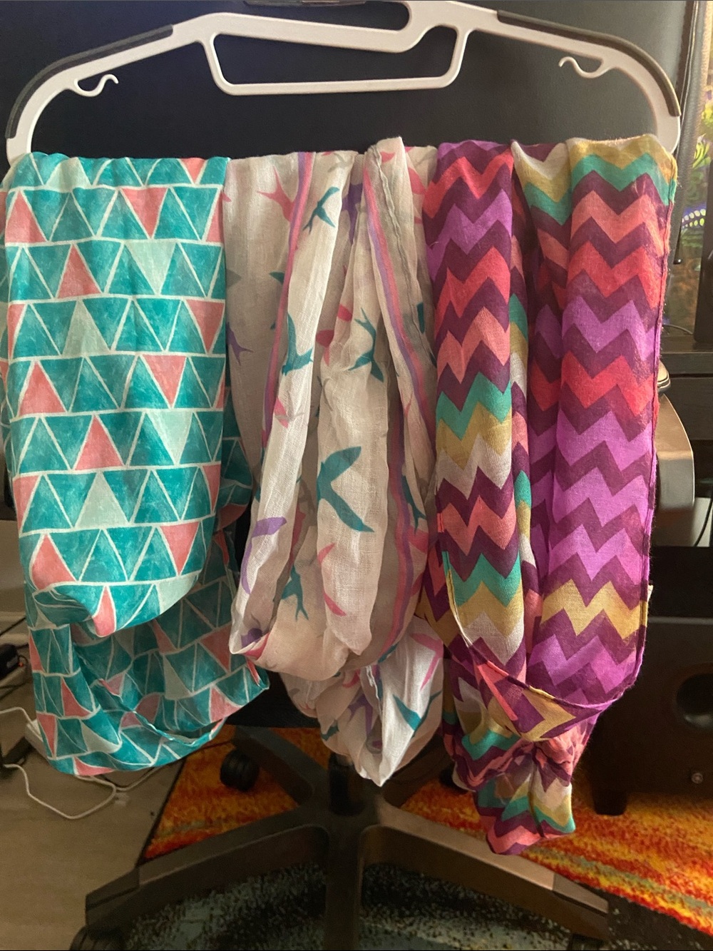 Set of Three Lightweight Chevron & Patterned Infinity Scarves